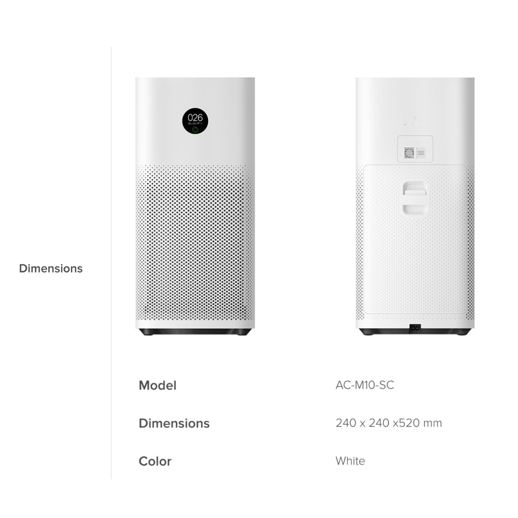 Xiaomi Smart Air Purifier 3H Purificatore d'aria, Bianco, Taglia